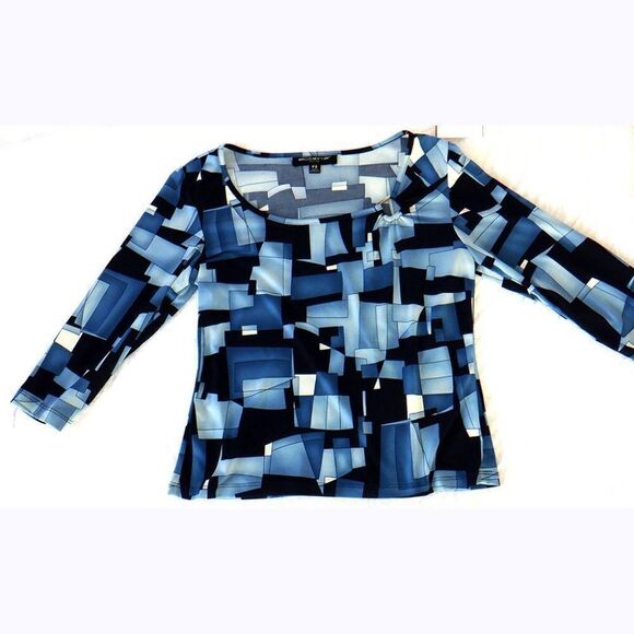 Briggs New York Blue/black abstract top - Picture 1 of 3